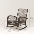 thumbnail image 2 of Outdoor Wicker Rattan Rocking Chair with Thick Cushions, Heavy-Duty Steel Frame Patio Rocker for Garden, Backyard, Porch or Conservatory, Light Mixed Brown, 29.5" W x 38.6" D x 35.8" H, 2 of 7