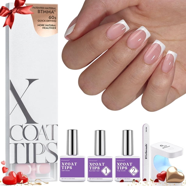 Kit de uñas de gel BtartBoxNails XCOATTIPS con lámpara y puntas francesas