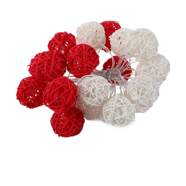 Dvruxg LED Rattan Ball String Lights, Woven Round Ball LED Decorative Lights, USB Powered Lights for Wedding and Bedroom Ambiance