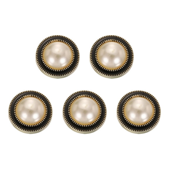 Uxcell 5pcs 35L Gold Faux Pearl Buttons 22mm 7/8" Plastic Round Sewing Button Replacement Craft Fastener for Coats Clothing DIY Decoration Crafts #1