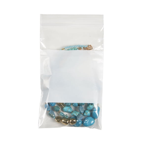 SSWBasics Resealable 5 x 8 inch Clear Plastic Bags with White Block