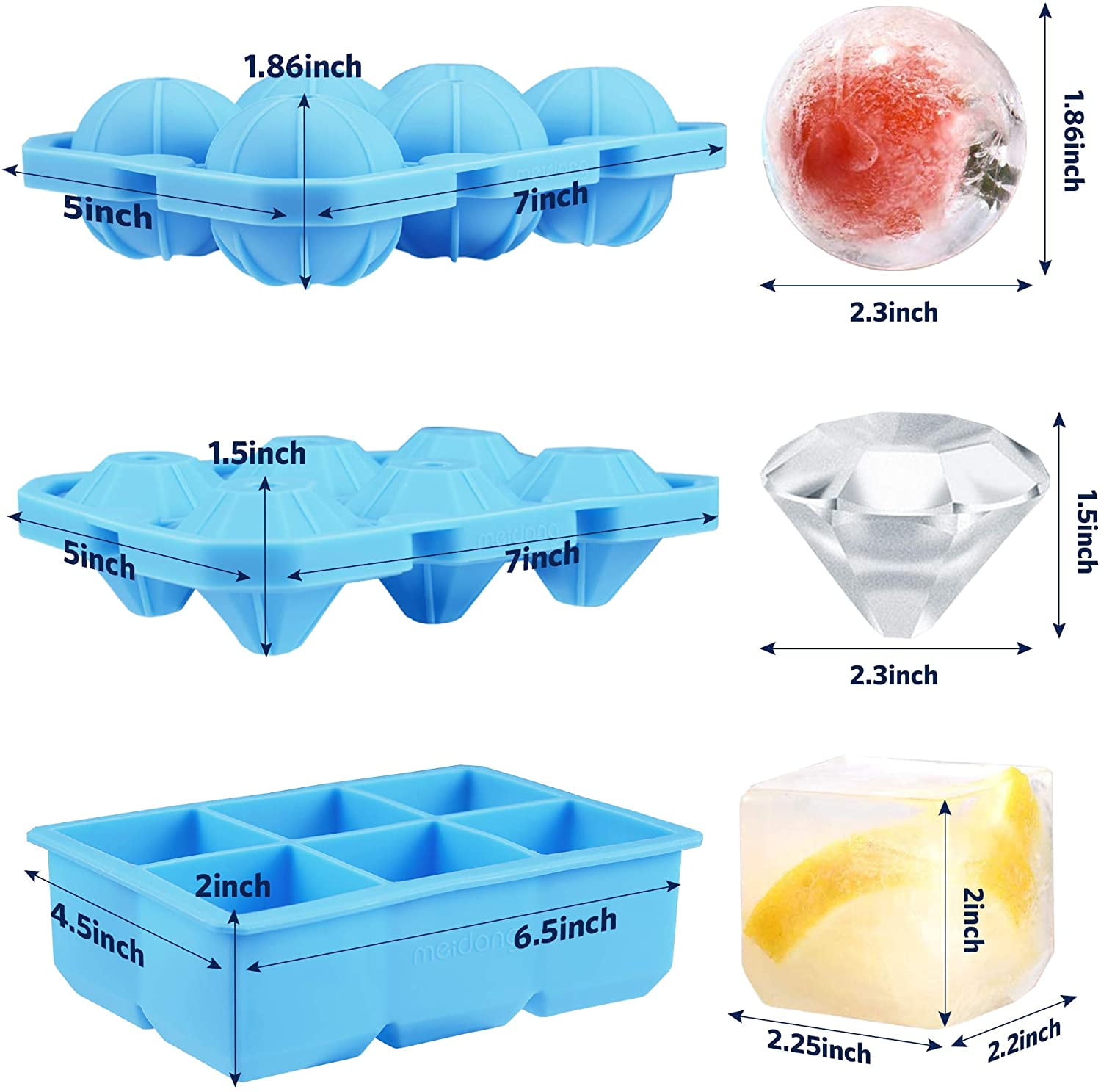 thinkstar Round Ice Cube Tray Set - BPA-Free, Easy Release, Makes 99 Perfect 1-Inch Circle Ice Cubes with Lid and Bin for Cocktails
