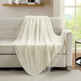thumbnail image 2 of Bourina Rhombus Throw Blanket,Textured Solid Soft Throws for Sofa or Bed Knitted Decorative 50*70 inches,White for Adults, 2 of 6