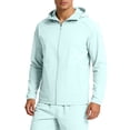 thumbnail image 2 of Sun Protection Hoodie Jacket for Men Long Sleeve Solid Color Zip Cardigan Polyester, 2 of 9