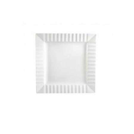

Queensquare Square Plate W/ Striped Rim 12-1/4 Sq. X 1 H Porcelain Bone White 12 packs