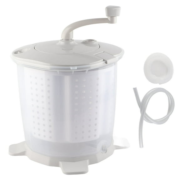 Mini Portable Manual Washing Machine, Hand Cranked Clothes Washer with a Detachable Dehydration Basket for Home Dormitory Gray