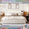 thumbnail image 4 of Tensun Beige Queen Bed: Modern Upholstered Frame with Hydraulic Storage, Lift-Up Design, USB Ports, Bluetooth Audio, 4 of 5
