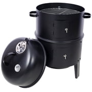 16-Inch Charcoal Smoker Grill, 3-in-1 Vertical Wood Smoker for Camping, Backyard, Outdoor Cooking with Thermometer & Adjustable Vents
