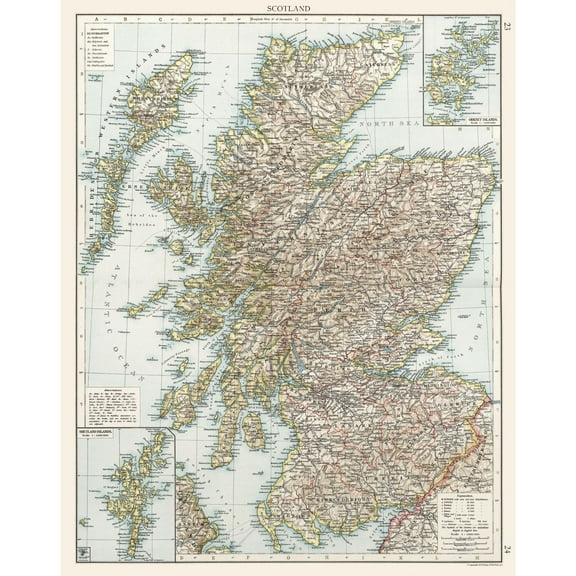 Historic Map - Scotland - 23 x 29.10 - Vintage Wall Art