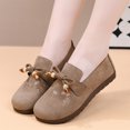 thumbnail image 2 of Domzle Women Faux Suede Loafers Slip On Walking Shoes Work Casual Non Slip Lightweight Comfort Beaded Fashion Round Toe Khaki, 2 of 7