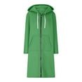 thumbnail image 6 of Feancey Long Zipper Sweatshirts for Women Hooded Fleece Lined Fashion Jackets Lightweigh Full Zip Up Hoodies 2025 Casual Loose Fall Jacket with Pockets On Sale Green M, 6 of 9