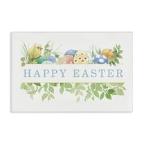 Stupell Industries Floral Happy Easter Holiday Painting Wrapped Canvas Art Print Wall Art, 24 x 16