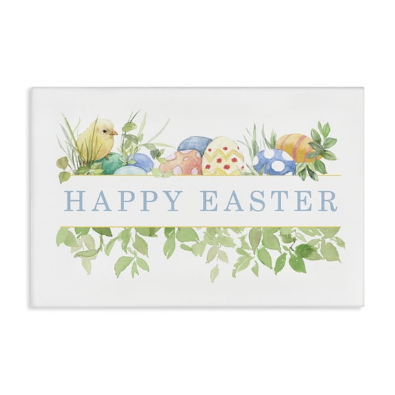 Stupell Industries Floral Happy Easter Holiday Painting Wrapped Canvas Art Print Wall Art, 24 x 16