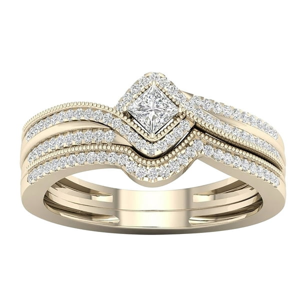 Kiplyki Wholesale Rhinestone Rings Set For Women 2PCS Engagement Wedding -  Walmart.com