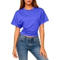 thumbnail image 2 of Tauxra Casual T-Shirt for Women with Backless and Front Cut-Out Design, Short Sleeve Round Neck Batwing Sleeve Top in Solid Colors for Summer, 2 of 8