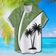 thumbnail image 3 of Camisas Para Hombre Slim Fit Camisa de vacaciones al libre de manga corta para playa con estampado completo de solapa informal con un solo pecho de primavera para hombre (Green, L), 3 of 4