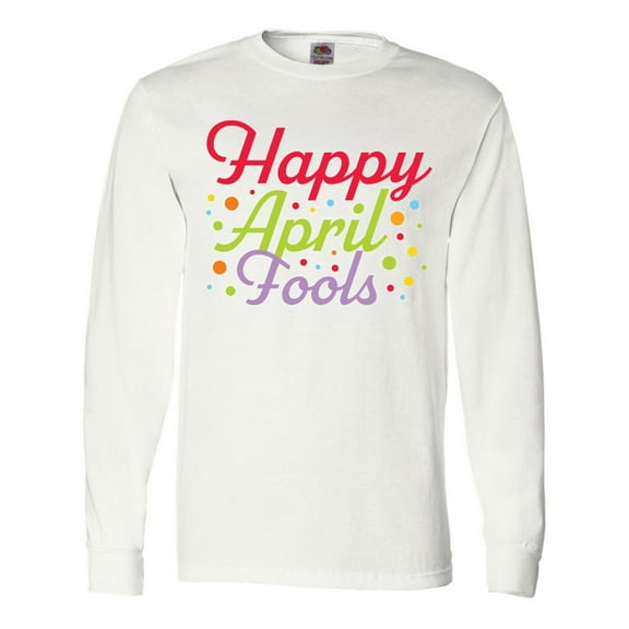 Inktastic Happy April Fools with Colorful Dots Long Sleeve T-Shirt