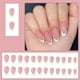 thumbnail image 1 of Uñas postizas, uñas postizas, regalos para mujeres, tamaño mediano, diseño minimalista, uñas francesas con brillo en polvo, uñas modernas, desmontables y usables, parche para uñas 24PSC, 1 of 5
