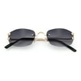 thumbnail image 1 of Luxury Rimless OG Fancy Narrow Oval Metal Rim Hustler Fashion Sunglasses Gold - Smoke, 1 of 7