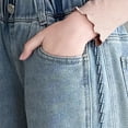 thumbnail image 6 of HAOTAGS Teen Girls' Jeans Stright Leg（5-15） Elastic Wasit Wide Leg Baggy Pants Casual Denim Pants with Pocket Blue Size 7 Years, 6 of 9