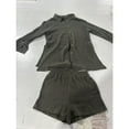 thumbnail image 5 of GILIGEGE Linen Sets for Women 2 Piece Summer Women's Shirt Side Slit Long Shirt with Shorts Suits Elegant Lady Pure Color Short Sleeved Shirt Suit Button Down Shirts and Shorts Beach Outfit Sets, 5 of 5