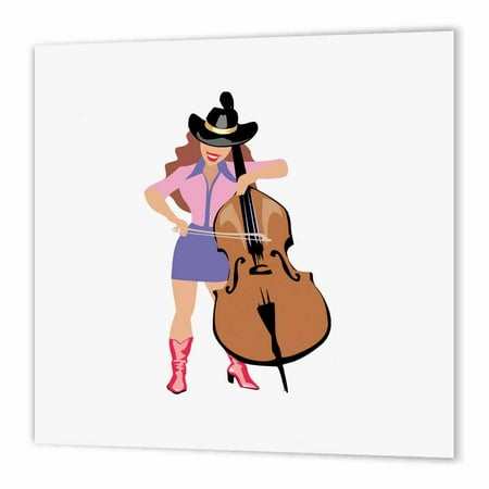 3dRose bass upright player cowgirl, Iron On Heat Transfer, 8 by 8-inch, For White