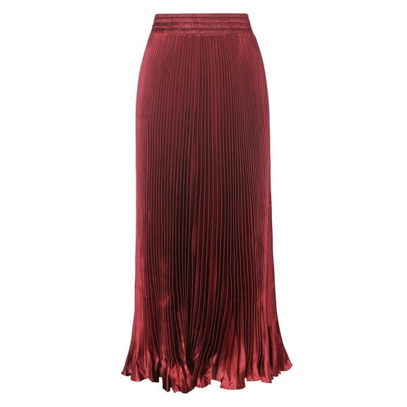 Women's Elastic Waist Satin Metallic Pleated Long Swing Skirt Fringe Skirts for Women Western Pencil Skirt for Women Pleated Mini Skirt Womens Plaid Skirt Leather Mini Skirt Skirt with Chain Sparkly