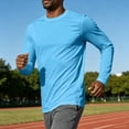 thumbnail image 4 of GrmtClth Mens Minimalist Solid Crew Neck Casual Pullover Shirts, Long Sleeve Loose Fit Office Daily Athletic Layering Tops Sky Blue 2XL, 4 of 4