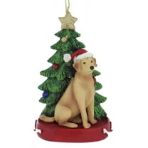 Kurt Adler Yellow Labrador Retriever with Christmas Tree Ornament – Hand-Painted Holiday Dog Decoration