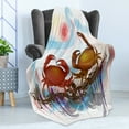 thumbnail image 4 of Crabs Soft Flannel Fleece Throw Blanket, Sea Animals Theme 2 Crabs Dancing on the Abstract Grunge Background Print, Cozy Plush for Indoor and Outdoor Use, 60" x 80", Brown Pale Blue, by Ambesonne, 4 of 5