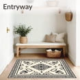 thumbnail image 3 of ODIKA 4'x6' Machine Washable Non-Slip Area Rug, Artisan Damask Nouveau Transitional Symphony High Traffic Rug, Beige, 463931, 3 of 7