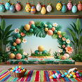 thumbnail image 5 of Tropical Theme Background Floral Decoration Colorful Balloons Party Backdrop for Tropical Party Celebration Summer Event Indoor Decor, 5 of 8
