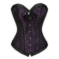 thumbnail image 2 of ZVAVZ Corset Tops for Women Steampunk Pirate lace up Bustier Shapewear Lingerie, Lace Waist Push Up Bodysuit Corset Overbust Purple,S, 2 of 3