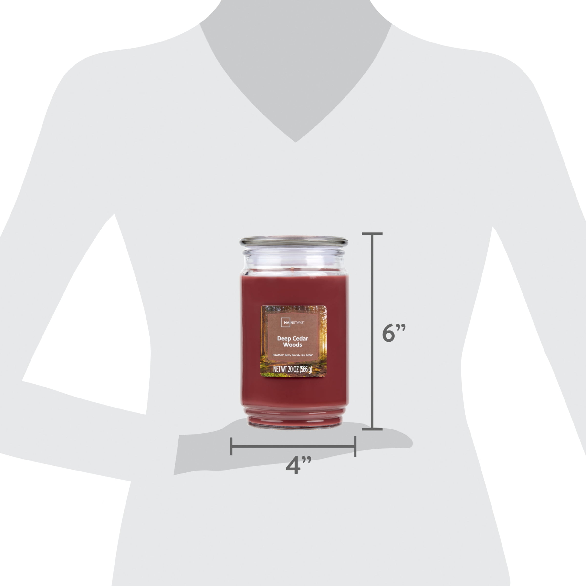 Mainstays Deep Cedar Scented Single-Wick Large Glass Jar Candle, 20 oz