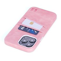 Dockem iPhone 13 Pro Max Exec M2 Wallet Case; Built-in Metal Plate, 2 Card Slots, Premium Synthetic Leather, Pink