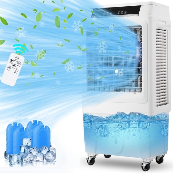 EastVita Air Cooler,TAKYWEP 3000CFM Swamp Cooler with Remote Control and 12H Timer,4 Ice Packs,3 Modes & Wind Speeds