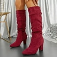 thumbnail image 2 of YLYL Suede Knee High Boots for Women Slouchy Chunky High Heel Pointed Toe Pull on Fashion Riding Long Boots, 2 of 9