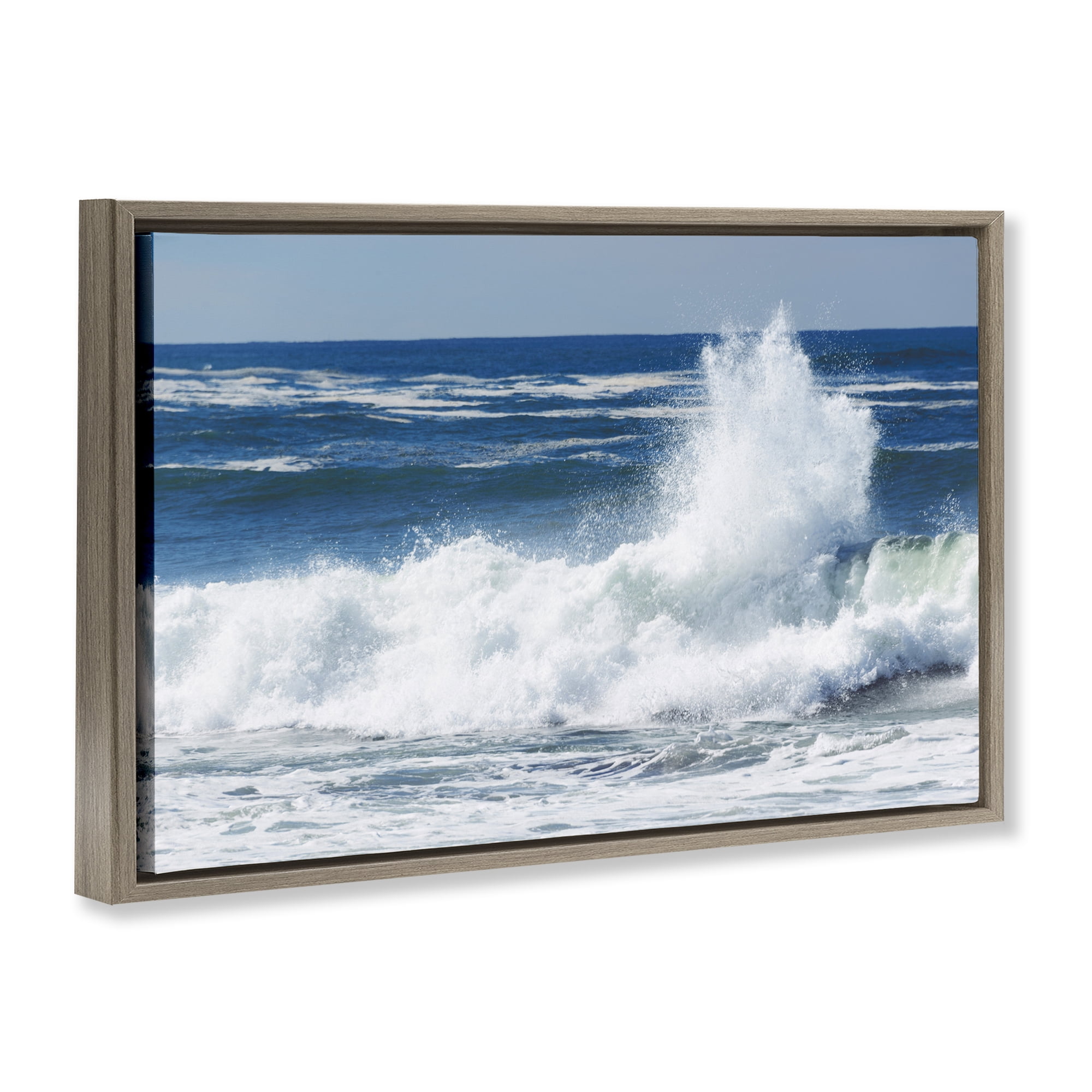 Stupell Industries Crashing Waves Splash Brown Framed Floater Canvas Wall Art, design by JLM Photographs