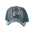 thumbnail image 2 of Top Headwear Dog Mom Paw Rhinestone Distressed Denim Baseball Cap - Denim, 2 of 4