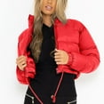 thumbnail image 6 of Cadancy Cropped Jacket Women Puffer Long Sleeve Zip Up Stand Collar Quilted Jackets Drawstring Hem Y2K Fashion Streetwear Puffy Casual Loose Down Coats 2025, 6 of 7