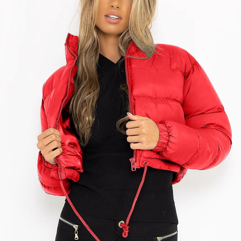 Womens Cropped Jacket Winter Puffer Jacket Oversized Loose Short