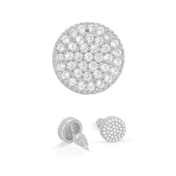 BEBERLINI Women Stud Earrings Cubic Zirconia Silver Plated Brass Fashion Jewelry Round