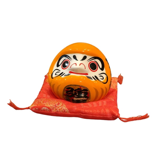Alcancía Daruma de cerámica, artesanía, estatua, figura japonesa, decoración de escritorio, ahorro naranja
