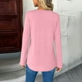 thumbnail image 5 of safuny Womens 3/4 Length Sleeve Tops V Neck Tunic Casual Blouse Solid Color Curved Hem Shirts Pink _u XL, 5 of 8