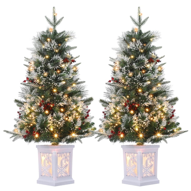 Árbol de Navidad GAOMON preiluminado de 3 pies con base de copo de nieve y 70 LED