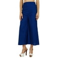 thumbnail image 2 of Bimba Womens Cotton Palazzo Pants Back Elastic Waist Full-Length Pajamas Blue, 2 of 5