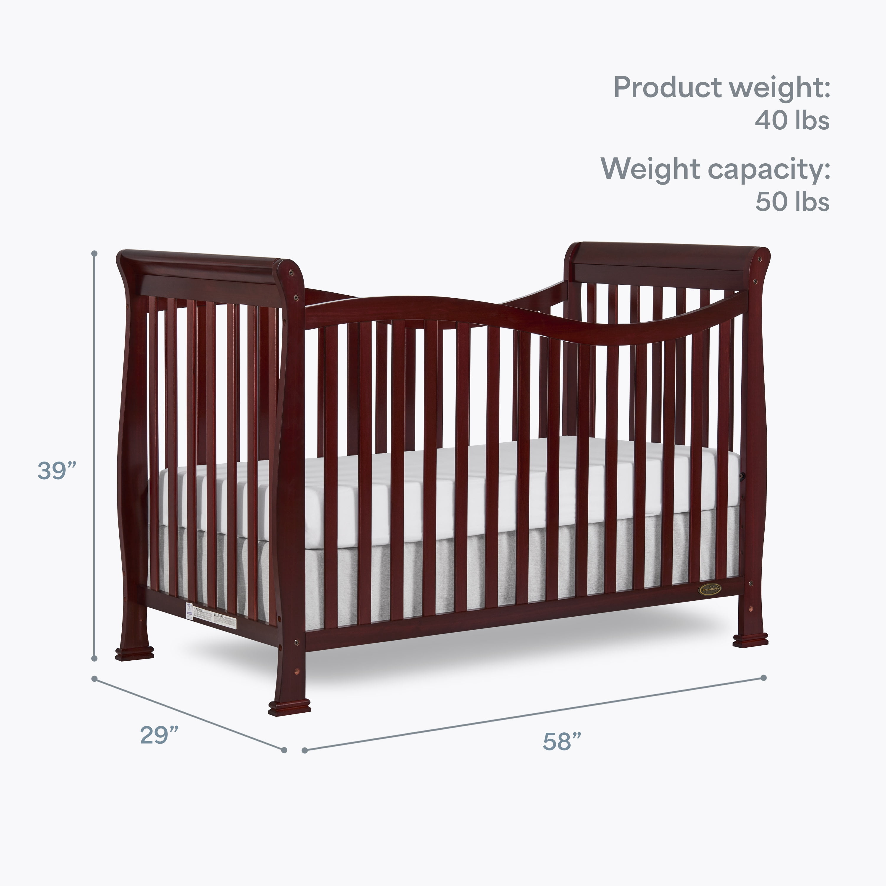 Dream On Me Violet 7-in-1 Convertible Crib Cherry