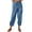 Blue, variant on Cross border Loose High Waist Button Cotton and Hemp Pants Cropped Pants Wide Leg Women's Pants