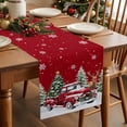 thumbnail image 3 of Christmas Dresser Scarf Farmhouse, Dining Table Decorations for Wedding/Parties, Red Truck Xmas Tree Winter Snowflakes Elk Table Runner 120 Inches Long for Kitchen Dining, 13 x 120 In, 3 of 9