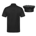 thumbnail image 2 of TiaoBug Unisex Chef Coat Short Sleeve Jacket Kitchen Work Uniform with Hat Black M, 2 of 7